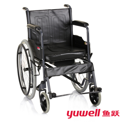 包邮 鱼跃轮椅 钢管老人轮椅车充气带坐便 残疾人轮椅H058B